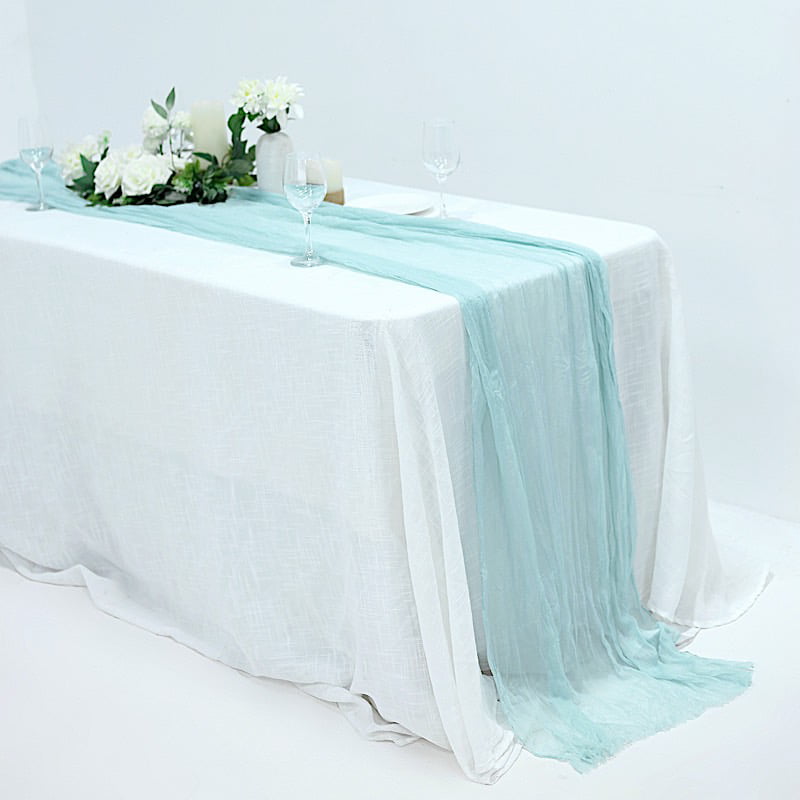 Table Runner Wedding Party Reception, Cheesecloth Runner On Round Table