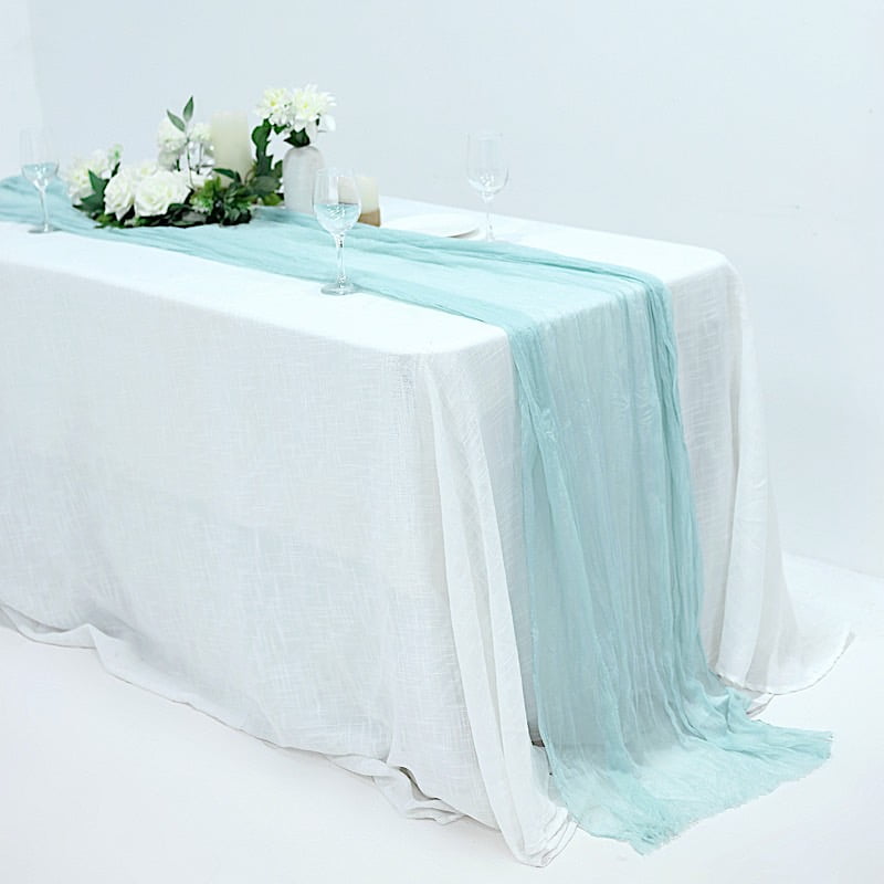 BalsaCircle 10 feet Baby Blue Cotton Cheesecloth Gauze Extra Long Table