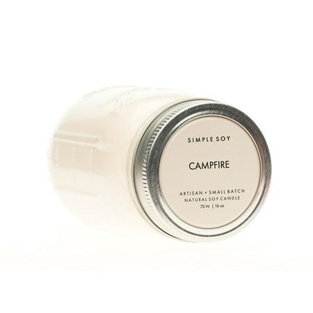 Mason Jar Soy Candle - Simple Soy Natural Scented Soy Candle, Campfire Mason Jar, 16 oz