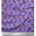 thumbnail image 1 of Soimoi Purple Poly Georgette Fabric Branches & American Robin Bird Print Fabric by Yard 52 Inch Wide, 1 of 3