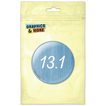 

13.1 Half Marathon Runner Fitness Wood Planks Blue Refrigerator Button Magnet