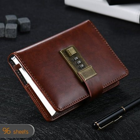 Locking Diary - Vintage A7 Pocket Notebooks Journals Planner Agenda Diary Book with Password Lock Office Supplies Creative Stationery for Students