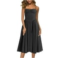 thumbnail image 1 of Gspmoly Robes pour Femmes, Mode Féminine Couleur Unie Style Bohémien Bretelles Réglables Robe à Bretelles avec Poches Robe à Col Rond Robes d'Été pour Femmes Offres de Vacances, 1 of 5