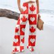thumbnail image 2 of Pantalones informales holgados con estampado floral para mujer: tejido suave y transpirable, versátiles para casa/aire libre, 3 estaciones, fácil cuidado., 2 of 7