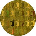 thumbnail image 1 of Ahgly Company Machine Washable Indoor Round Abstract Yellow Modern Area Rugs, 8' Round, 1 of 4