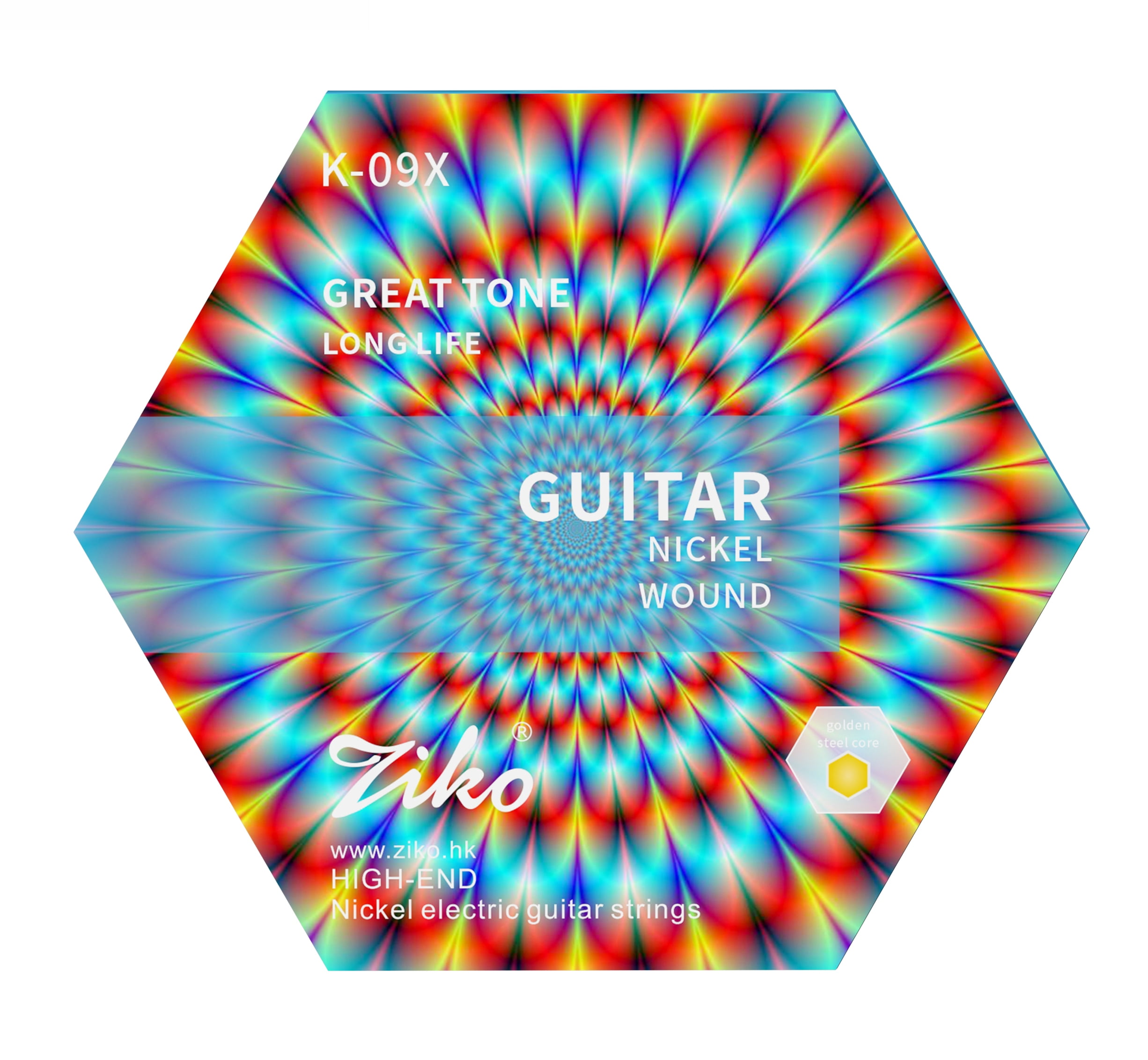 Ziko Electric Guitar Strings 09-42 Hex High-Carbon Steel and Nickel 5 Pack Set Multi-Color