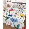 thumbnail image 3 of Quilts Full Size, Colorful Poppies Soft Comforter Bedding Set for Bed, Orange Blue Flowers Leaves Lightweight Quilted Bedspread with Pillow Cover(2 Pieces) for All Season, 78x90 Inch, 3 of 6