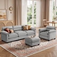 thumbnail image 3 of Bonzy Home Living Room Sofa Set Cloud Couch Sectional with Ottoman Modular Sectional Sofa Entertaining Guests Gray, 3 of 9