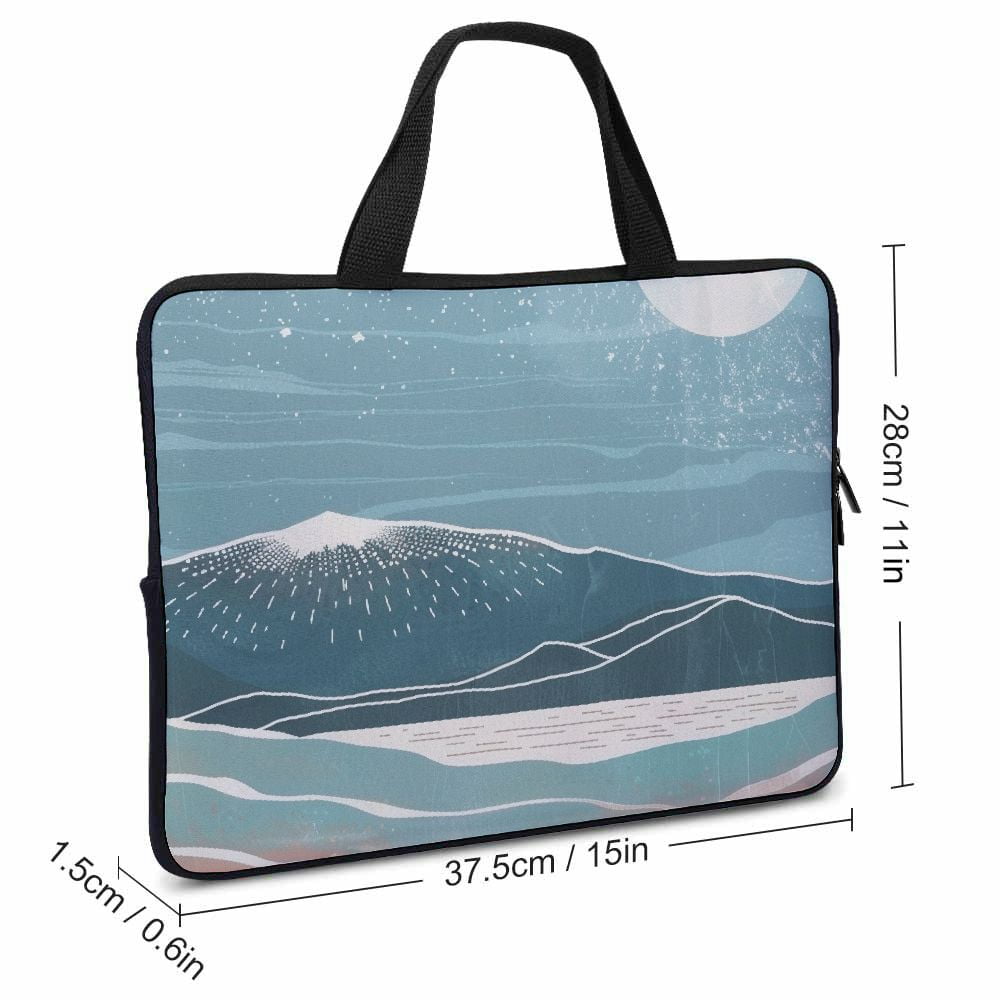 JRXY Moon Beach Ukiyo-e Laptop Bag Diving Fabric Computer Protective Handle Case Soft Carrying Travel Case 15inch