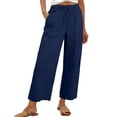 thumbnail image 3 of Kelon Wide Leg Pants for Women High Waisted Elastic Drawstring Casual Lounge Trousers with Pockets L, 3 of 10