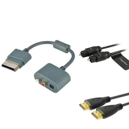 Insten RCA Audio Adapter+Toslink Fibre Cable+15ft 1.3 Hdmi Cable for XBOX 360 HDTV Insten RCA Audio Adapter+Toslink Fibre Cable+15ft 1.3 Hdmi Cable for XBOX 360 HDTV