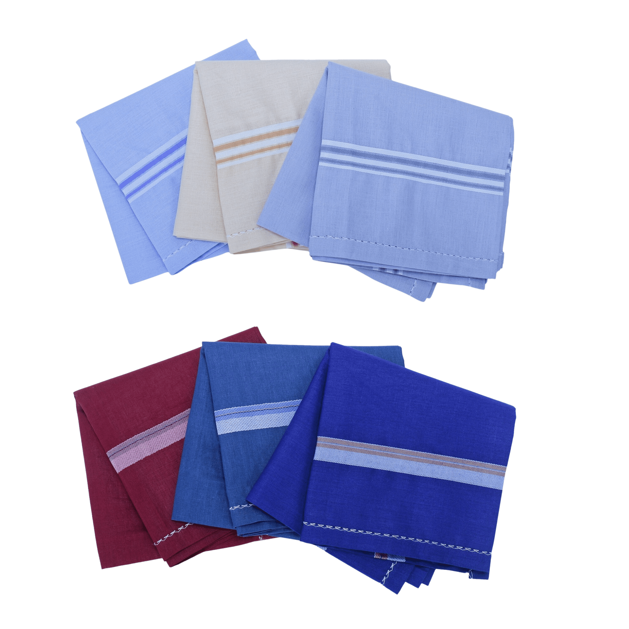 Royal Mart 06 Men's Cotton Handkerchief Set 15+ Inches, Dark Striped