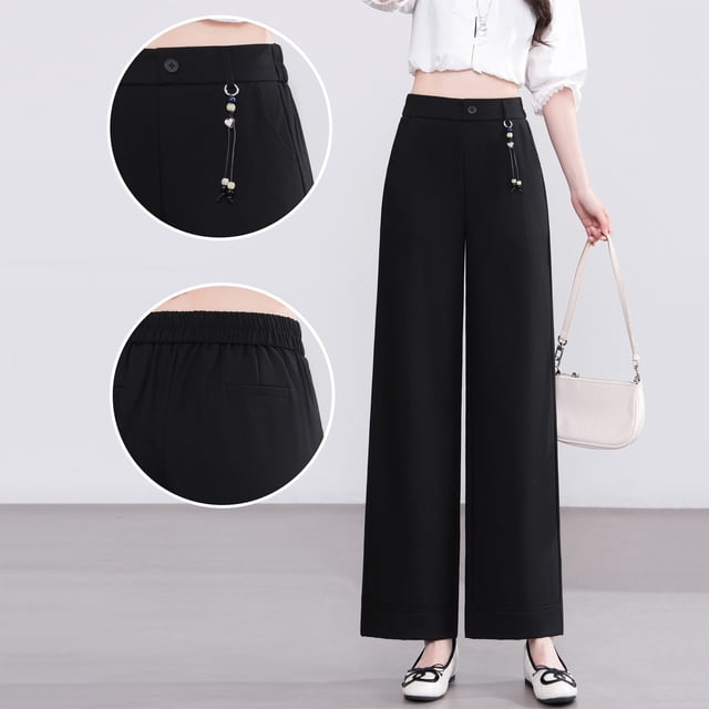 Pantalones de Pierna Ancha para Mujer Casual, Negro