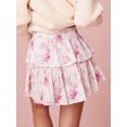 thumbnail image 5 of Musuos Womens Summer Tiered Ruffled Short Skirts Pink Floral Print Elastic Waist Cute Flowy Mini Skirts, 5 of 6