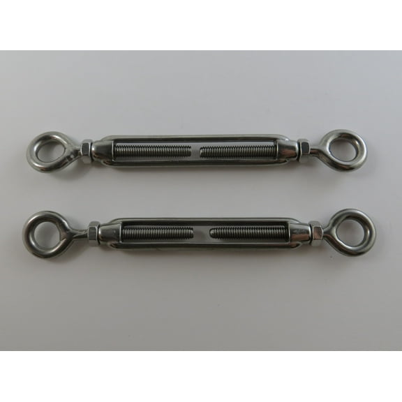 2 Pieces Stainless Steel (316) M4 (5/32") 4mm Turnbuckle Eye and Eye with Locknuts Marine Grade M4 Metric Thread