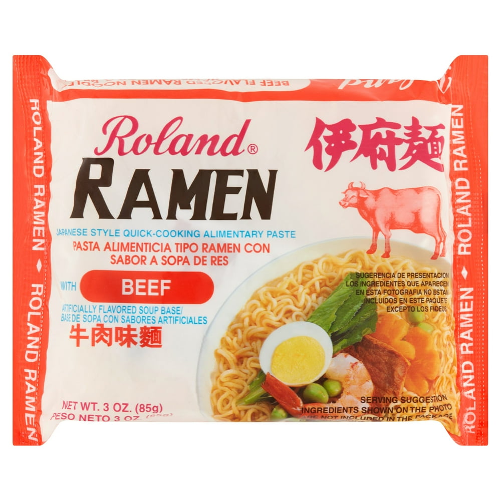 (32 Packs) Roland Ramen Beef Flavored Ramen Noodles, 3 oz
