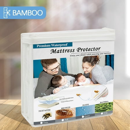 Howarmer Cooling Waterproof Mattress Protector King Size, Bamboo Mattress Protector, Ultra Soft Breathable Bed Bug Mattress Cover，Hypoallergenic Air Fiber Fabric Bed Cover, 78"x80"
