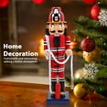 thumbnail image 3 of Firefighter Nutcracker Ornament Wooden Soldier Statue 1 Set Christmas Decoration, 3 of 8
