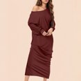 thumbnail image 2 of biudgviw Midi Dresses for Women Fashion Long Sleeve Round Neck Casual Fall Dress Baggy Wrap Bodycon Dress, 2 of 6