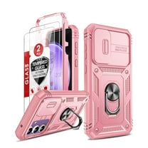 LeYi Compatible for Samsung Galaxy S23 FE Case with Camera Cover and 2Pack Screen Protector, Pink