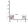 thumbnail image 4 of 18K Rose and White Gold 9/10 Cttw Round Diamond and 15mm Cushion Cut Rose De France Pink Amethyst Gemstone Clip On Stud Earring (G-H Color, SI1-SI2 Clarity), 4 of 6