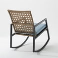 thumbnail image 4 of Walker Edison Modern Rattan Patio Rocker with Cushion in Light Brown and Blue, 4 of 4