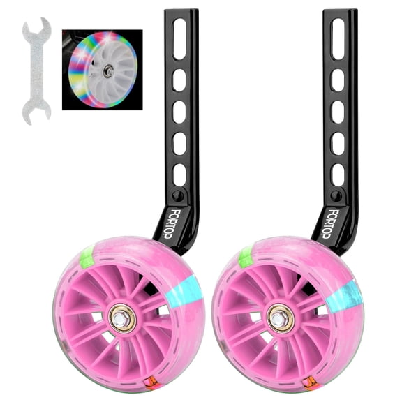 FORTOP Bike Training Wheels, Wide Wheel Stabilizers for 12–20 Inch Single Speed Bicycles, Heavy Duty Steel, Easy Install