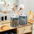 thumbnail image 3 of Yayeee 4 Pack Qtip Holder Bathroom Cotton Swab Canister with Lid Clear Dispenser Set, Blue Floral Window, 3 of 6