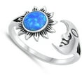 thumbnail image 4 of CHOOSE YOUR COLOR Sun & Moon Blue Simulated Opal Ring .925 Sterling Silver Band CZ Female Size 8, 4 of 4