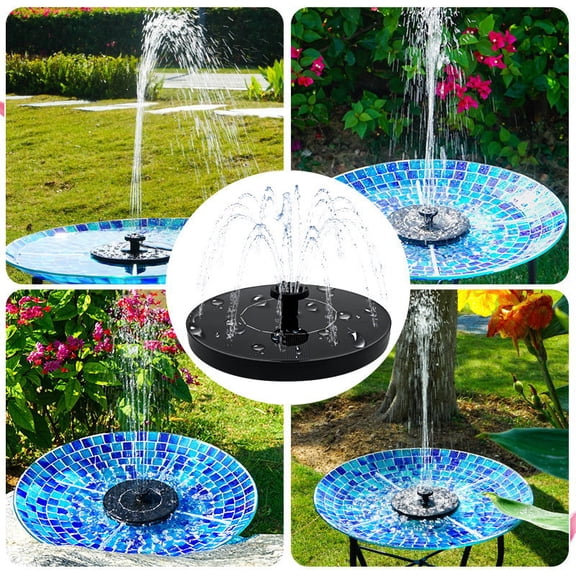 Vruelia Solar Bird Bath Fountain Pump, Solar Fountain with 6 Nozzle, Free Standing Floating Solar Powered Water Fountain Pump for Bird Bath, Garden, Pond, Pool, Outdoor