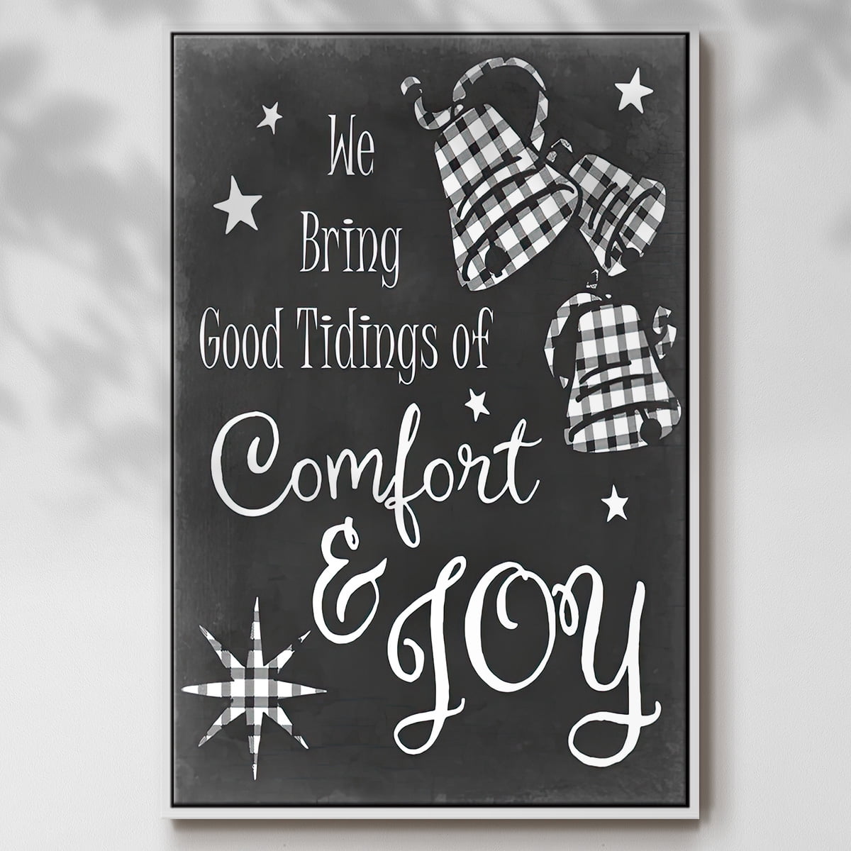 Comfort and Joy - Framed Gallery Wrapped Holiday Canvas - 17 x 25 - White Frame