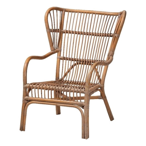 Baxton Studio Lamaria Modern Bohmenian Natural Brown Antique Rattan Armchair