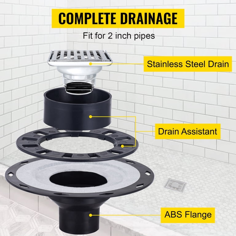 All-in-One Shower Kit – 38x60 Center Shower Pan With 2 Inch ABS Flange & 4 Inch Stainless Steel Drain Cover (KD4GRKE)