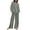 Gray, variant on Brilliant Two Piece Summer Outfits Women Fall Women's Casual Long Sleeve Round Neck Top/ Long Pants Set Loose Straight Tube Pants with Pocket Blue L