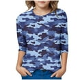 thumbnail image 5 of Favoffer Kids' Camouflage Print 3/4 Sleeve Top, Trendy Casual Round Neck Shirt for Casual Outings Adventure Play , 3-12Y, 5 of 6