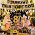 thumbnail image 3 of Mxdfafa 39pcs 80th Birthday Decorations Kit Black Gold Glitter Party Supplies with Banner,Balloons,Backdrop,Honeycomb Centerpieces,Hanging Swirls for Men Women 80th Bday Anniversary Celebration, 3 of 7