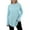 Blue, variant on Women Summer Tops Women Casual Fashion Solid Color Loose Round Neck Long Sleeve Raglan Sleeve T Shirt Top Metallic Top Long Sleeves Camping Womens Exercise Tops Pajama Shirt Blouse Cute Khaki 2XL