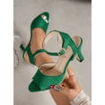 thumbnail image 5 of Dakaela Womens Kitten Heels Sandals Pointed Open Toe Ankle Buckle Strap Summer Dress Shoes 3.14 Inch Prom Wedding Party Pumps Size 6-10 Green, 5 of 8