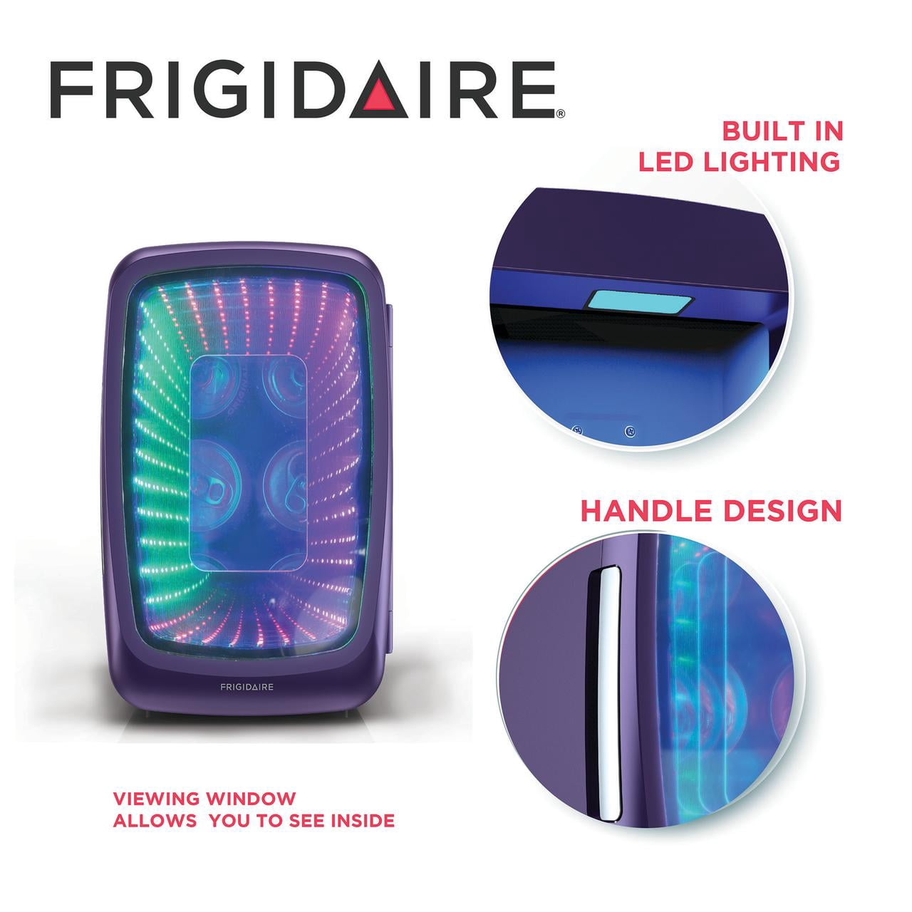 Frigidaire 6-Can Retro Gaming Light-up Portable Beverage Mini Fridge, EFMIS179 (Purplehaze)