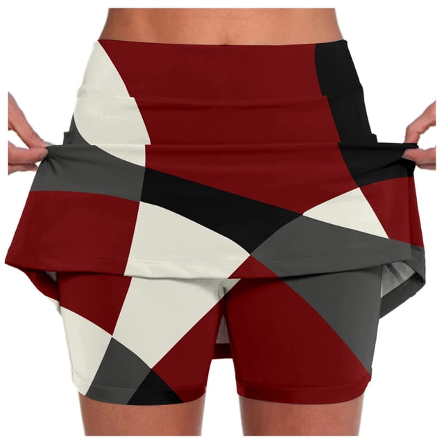 Jupe de Tennis Imprimée Décontractée pour Femmes avec Poches Jupe Courte de Sport Yoga Active Confortable Extensible Fluide Jupe d'Entraînement