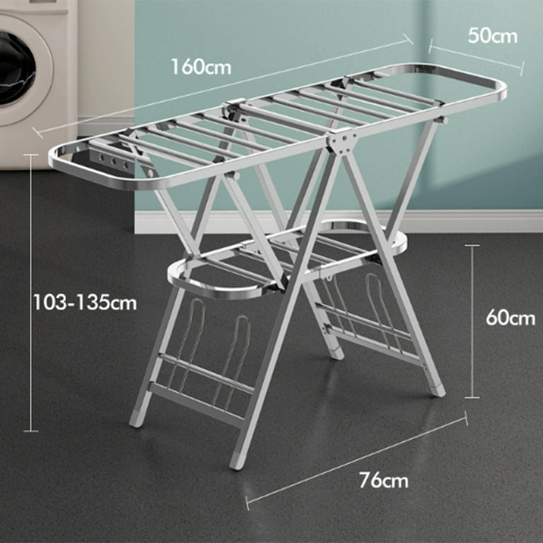 AEDILYS 63 inches Clothes Drying Rack, Stainless Steel Space Saving Drying  Rack, Foldable Laundry Rack, Silver 