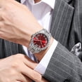 thumbnail image 4 of Reloj Hiphop para hombre, con correa de acero, estilo hip hop, con diamantes graduados romanos y calendario, reloj de cuarzo para hombre, 4 of 6