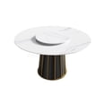thumbnail image 3 of Modern Round Dining Table with Lazy Susan, White Sintered Stone Top & Iron Base, Seats 6, 3 of 9