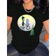 thumbnail image 1 of Camisetas de manga corta para mujer, camisetas de verano estampadas, cómodas, divertidas y casuales, para vacacionesCartoon & Moon Print Comfy T-Shirt, Round Neck Short Sleeve Sports Tee, Women's Ac, 1 of 6