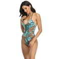 thumbnail image 4 of Gibobby Trajes de Baño Mujer Completos Bikini con traje de baño de mujer de Color One, traje de baño estampado, conjunto de Tankinis(Verde,M), 4 of 5