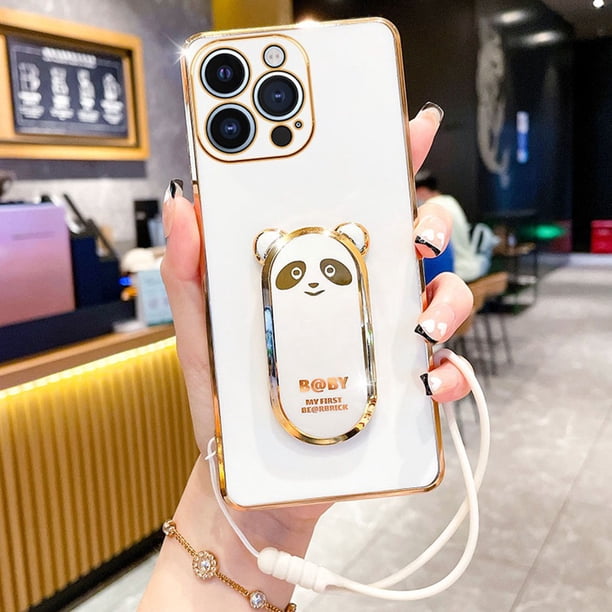 Funda De Plating Moto G50 5G G60 G20 G30 E20 E7 G9 Plus E20 E6S 2020 Lujo Bear Anime Stand Holder Silicona Suave Cubierta Trasera