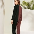 thumbnail image 5 of Womens Silk Pajamas Two Piece Womens Valentines Pajama Set Long Sleeve Button Down loungewear set Brown Pjs Sets for Women, 5 of 7