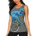 thumbnail image 2 of Picia Fun Riding Dinosaur Pattern Women's Workout Tank Top,Breathable Activewear,Slim Fit Athletic Top,Versatile Workout Moisture-wicking top-, 2 of 9