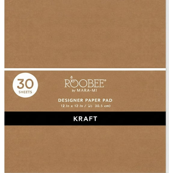 Roobee by Mara-mi Kraft Cardstock, Brown, 12"x12", 200 GSM, 30 Sheets, For Crafts, Scrapbooking, Invitations, Gift Tags, and Signs
