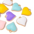 thumbnail image 2 of 1Bag 10Pcs 5 Colors Alloy Enamel Pendants Light Gold Heart Mixed Color 17x16x3mm Hole: 1.6mm 2pcs/color, 2 of 6